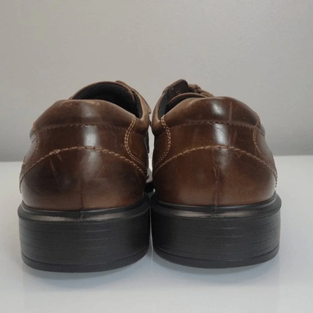 ECCO Men Derby Lace Up Dress Shoes EU 44 US 10 Brown Helsinki Leather Square Toe